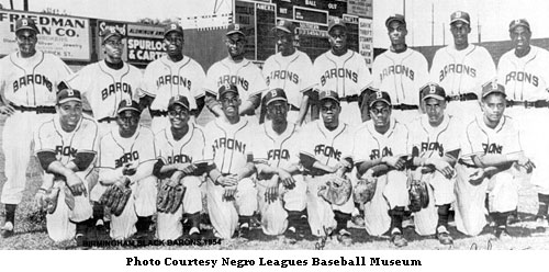 The Negro League Birmingham Black Barons pose for a team portrait