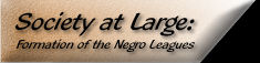 Society at Large: Formation of the Negro Leagues