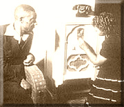 photo of an African American family listening to an old-time radio